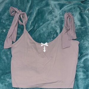 Lululemon Nulu Bow-Detail Tank Top in Mauve Grey.